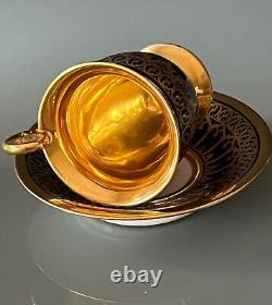 Gorgeous Antique Old Paris Porcelain Empire Period Cup and Saucer c1820-1829