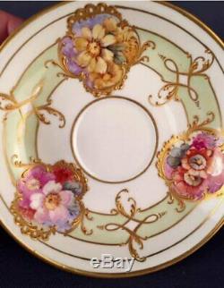 Great KPM Berlin Art Nouveau porcelain soft painting cup & saucer (Weichmalerei)