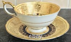Green JA BAILEY signed AYNSLEY porcelain CABBAGE ROSE CUP & SAUCER DUO C1069