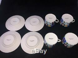 Gucci Porcelain Set Of 4 Tea Cups & Saucers In Guccissimo Pattern Richard Ginori