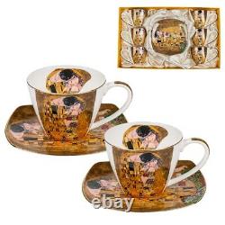 Gustav Klimt the kiss set of 6 cups and 6 saucers mug Porcelain LANCASTER