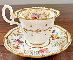 H&R Daniel Porcelain Cup & Saucer Antique Tea Can Regency 1825 Sevres Style EUC