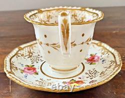 H&R Daniel Porcelain Cup & Saucer Antique Tea Can Regency 1825 Sevres Style EUC