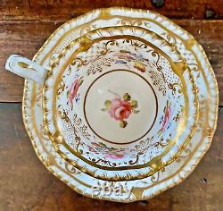 H&R Daniel Porcelain Cup & Saucer Antique Tea Can Regency 1825 Sevres Style EUC