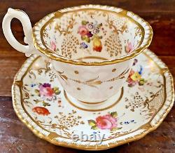 H&R Daniel Porcelain Cup & Saucer Antique Tea Can Regency 1825 Sevres Style EUC