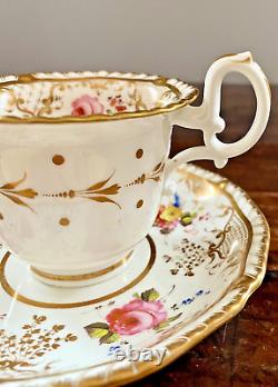 H&R Daniel Porcelain Cup & Saucer Antique Tea Can Regency 1825 Sevres Style EUC