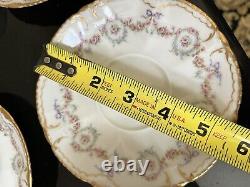 HAVILAND LIMOGES SCHLEIGER 330 BOWS WREATHS DOUBLE GOLD CUP Saucer. 4 Available
