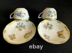 HEREND PORCELAIN HANDPAINTED QUEEN VICTORIA MOCHA CUP AND SAUCER (2pcs.)711/VBO
