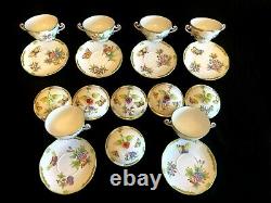 HEREND PORCELAIN HANDPAINTED QUEEN VICTORIA SOUP CUPS AND SAUCERS 744/VBO6pcs