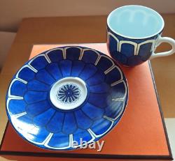 HERMES Bleus D'Ailleurs Porcelain Cup & Saucer Porcelain Tableware with Box