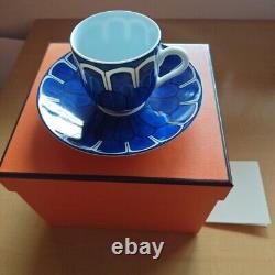 HERMES Bleus D'Ailleurs Porcelain Cup & Saucer Porcelain Tableware with Box