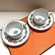 Hermes Chaine D'ancre Platine Color Tea Cup & Saucer Set Of 2 Pottery Used