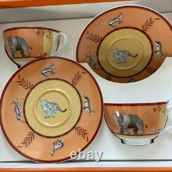 HERMES Coffee Cup & Saucer Africa Porcelain Brown Tableware Holiday Gift Rare JP