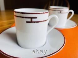 HERMÈS Demitasse Cup & Saucer Porcelain Rythme White made in France UNUSED