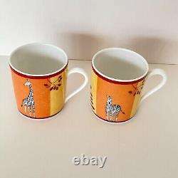 HERMES Demitasse Cup & Saucer Porcelain Tableware AFRICA Orange Pair Set Unused