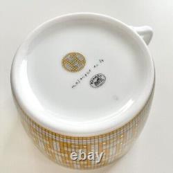 HERMES Large Morning Soup Cup Saucer Mosaique Au 24 Gold 2 Sets Authentic