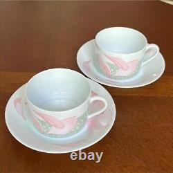 HERMES Les Pivoines Porcelain Soup Cup Saucer Coffee Mug Tableware 2 Sets no box