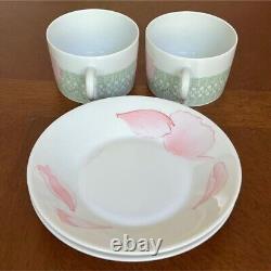 HERMES Les Pivoines Porcelain Soup Cup Saucer Coffee Mug Tableware 2 Sets no box