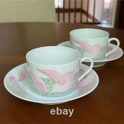 HERMES Les Pivoines Porcelain Soup Cup Saucer Coffee Mug Tableware 2 Sets no box