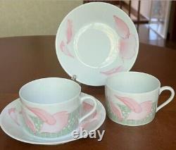 HERMES Les Pivoines Porcelain Soup Cup Saucer Coffee Mug Tableware 2 Sets no box