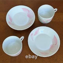 HERMES Les Pivoines Porcelain Soup Cup Saucer Coffee Mug Tableware 2 Sets no box