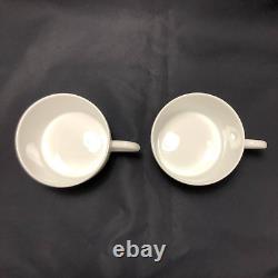 HERMES PARIS Tea Cup & Saucer Porcelain Rythme RHYTHM GREEN x 2 Sets