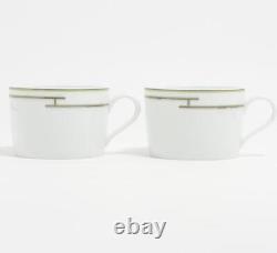 HERMES PARIS Tea Cup & Saucer Porcelain Rythme RHYTHM GREEN x 2 Sets With Box JP