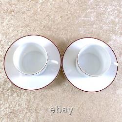 HERMES PARIS Tea Cup & Saucer Porcelain Rythme RHYTHM RED 2 Sets withBox