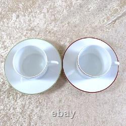 HERMES PARIS Tea Cup & Saucer Porcelain Rythme RHYTHM RED & GREEN 2 Sets