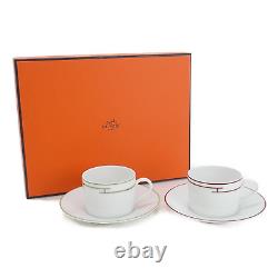 HERMES PARIS Tea Cup & Saucer Porcelain Rythme RHYTHM RED GREEN 2 Sets With Box