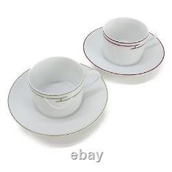 HERMES PARIS Tea Cup & Saucer Porcelain Rythme RHYTHM RED GREEN 2 Sets With Box