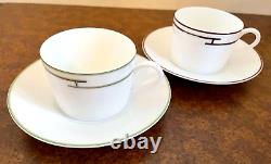 HERMES PARIS Tea Cup & Saucer Porcelain Rythme RHYTHM RED GREEN 2 Sets With Box