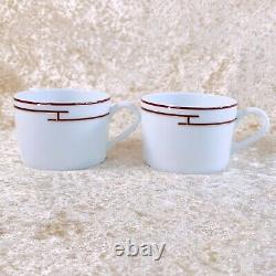 HERMES PARIS Tea Cup & Saucer Porcelain Rythme RHYTHM RED x 2 Sets
