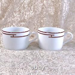 HERMES PARIS Tea Cup & Saucer Porcelain Rythme RHYTHM RED x 4 Sets