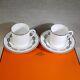 Hermes Paris Tea Cup & Saucer Porcelain Rythme Rhythm White Pair Used Japan