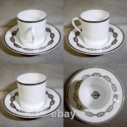 HERMES PARIS Tea Cup & Saucer Porcelain Rythme RHYTHM White Pair Used Japan