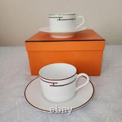 HERMES PARIS Tea Cup & Saucer Porcelain Tableware RHYTHM RED GREEN Set Unused JP