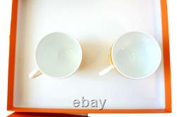 HERMES Paris Siesta Demitasse Coffee Cup & Saucer 2 Set Porcelain Yellow Japan