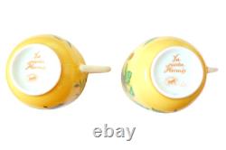 HERMES Paris Siesta Demitasse Coffee Cup & Saucer 2 Set Porcelain Yellow Japan