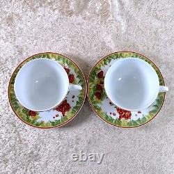 HERMES Paris Tea Cup & Saucer Porcelain Pythagore Pythagoras 2 Sets