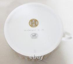 HERMES Porcelain 2 Tea Cup & Saucer Tableware Set Mosaique Au 24 Gold with Box