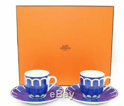 HERMES Porcelain Coffee Cup Saucer Bleus D'Ailleurs Blue Tableware set Ornament
