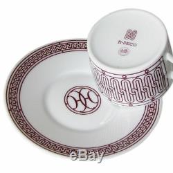 HERMES Porcelain Coffee Cup Saucer H DECO ROUGE Tableware set Ornament Auth New