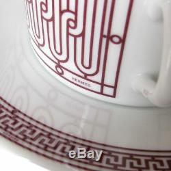 HERMES Porcelain Coffee Cup Saucer H DECO ROUGE Tableware set Ornament Auth New