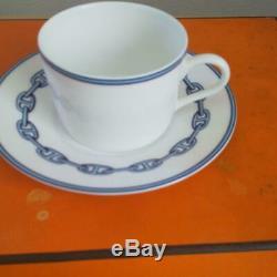 HERMES Porcelain Cup & Saucer 7555/145 Pair 2set Chaine d'ancre Anchor IN BOX