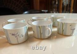 HERMÈS Porcelain Flat Cup & Saucer Set Les Matins de L'Etang 6 pcs