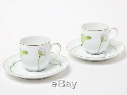 HERMES Porcelain Nile Tea Cup Saucer Tableware set Green Lotus Ornament New Rare