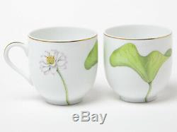 HERMES Porcelain Nile Tea Cup Saucer Tableware set Green Lotus Ornament New Rare