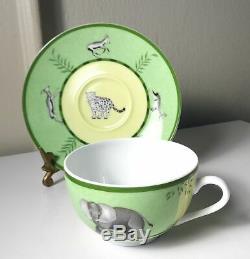 HERMES Porcelain, Paris, AFRICA GREEN Cup & Saucer, Never Used, Mint