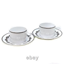 HERMES Porcelain Tea Cup Saucer Tableware Chaine d'ancre platinum Auth Pottery